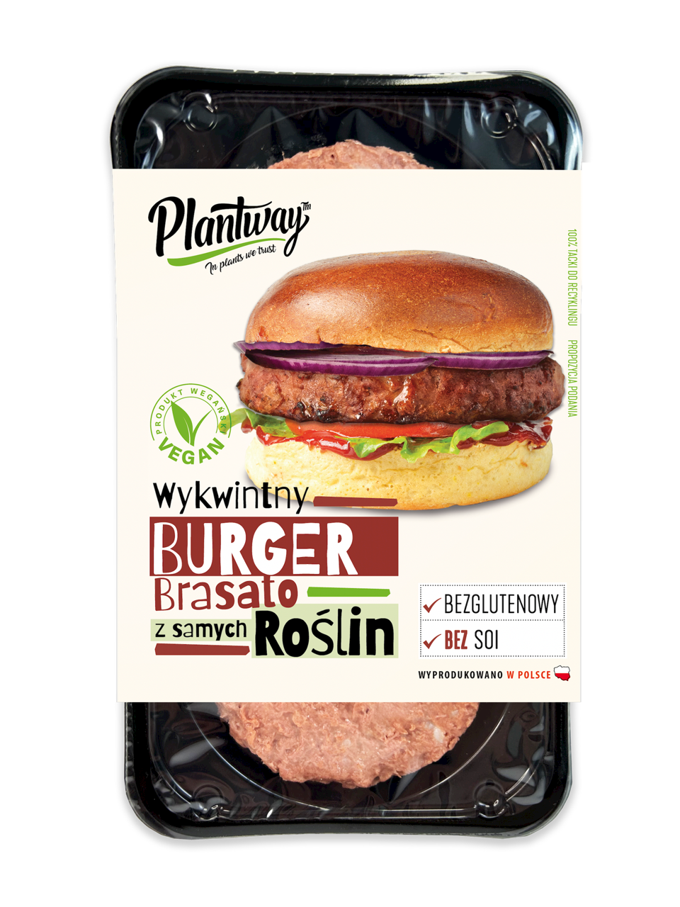 BURGER ROŚLINNY BRASATO BEZGLUTENOWY 200 g - PLANTWAY