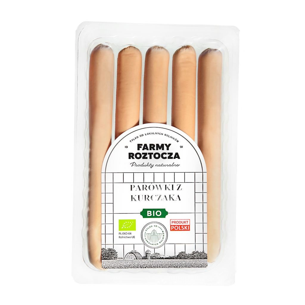 PARÓWKI FARMERKI Z KURCZAKA BIO 250 g - FARMY ROZTOCZA (Z PÓŁKI)